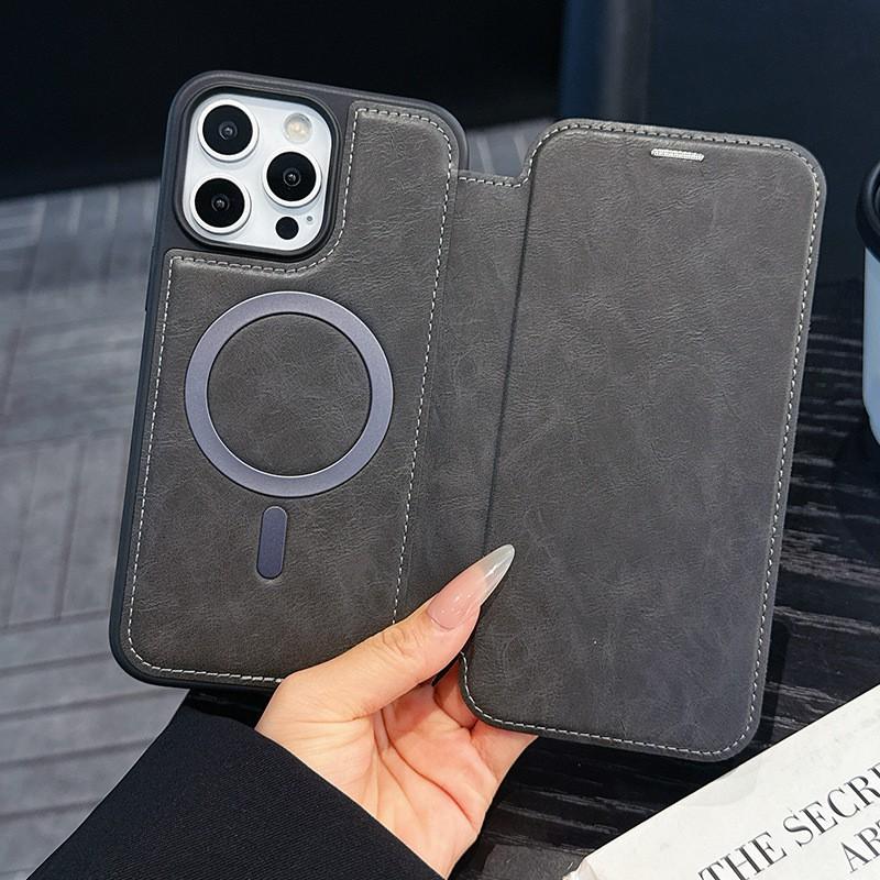 Magnetic Flip Leather Case With Card Slot IPhone 17 16 Pro Max 15 14 Series Business Style Protective Cover