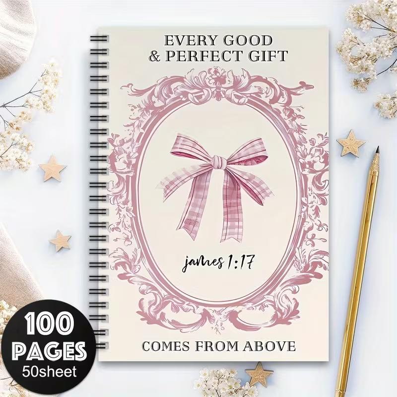 2026 new coil notebook, cute bow logo design diary