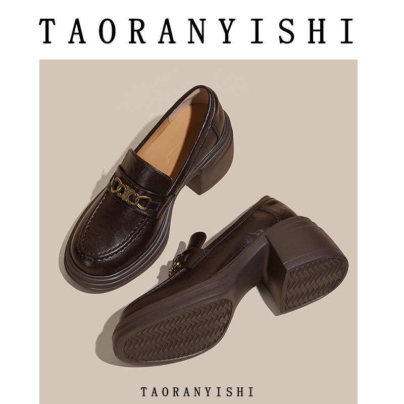 

Женские туфли на платформе, новые весенне-осенние, с круглым носком, одинарные туфли на одной педали, черные маленькие кожаные туфли 40 коричневый