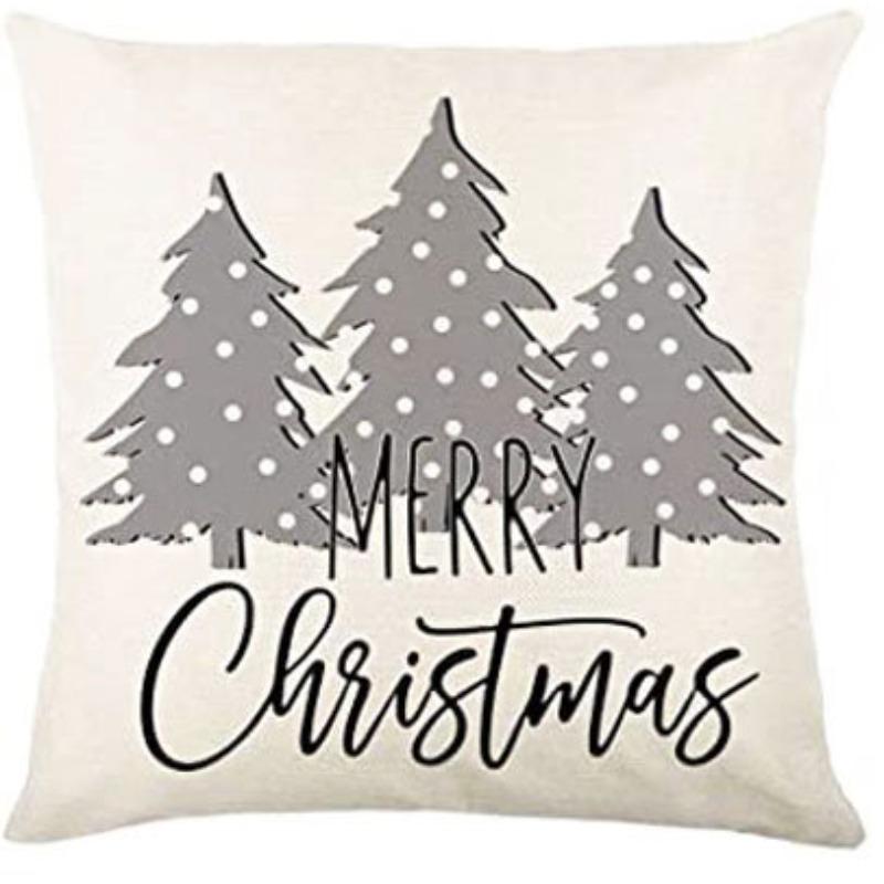 Christmas Pillow Cover Linen Printed Home Sofa Cushion Cover Living Room Bedroom Pillow Cover
