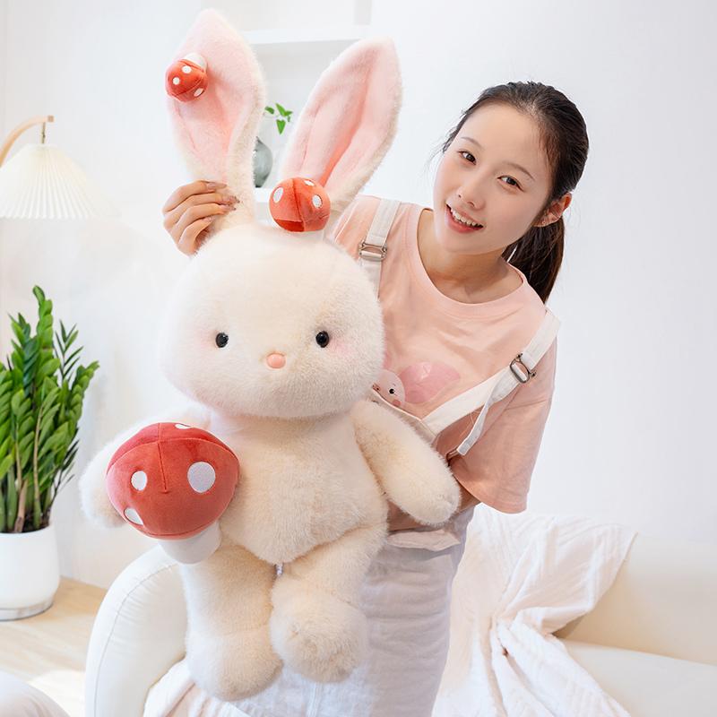 Easter Bunny Soft Plush Toy Mushroom Cute Rabbit Stuffed Animal Plushies Dolls Happy Easter Day Party Decors Gifts For Girls