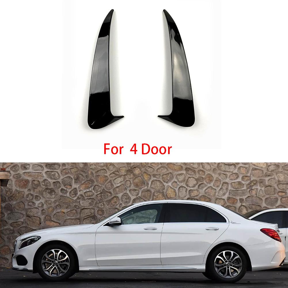2 шт. Для Mercedes C-Class W205 4-дверный 2015-2021 ABS Черный/С имитацией под карбон Задний бампер Ветрозащитный нож
