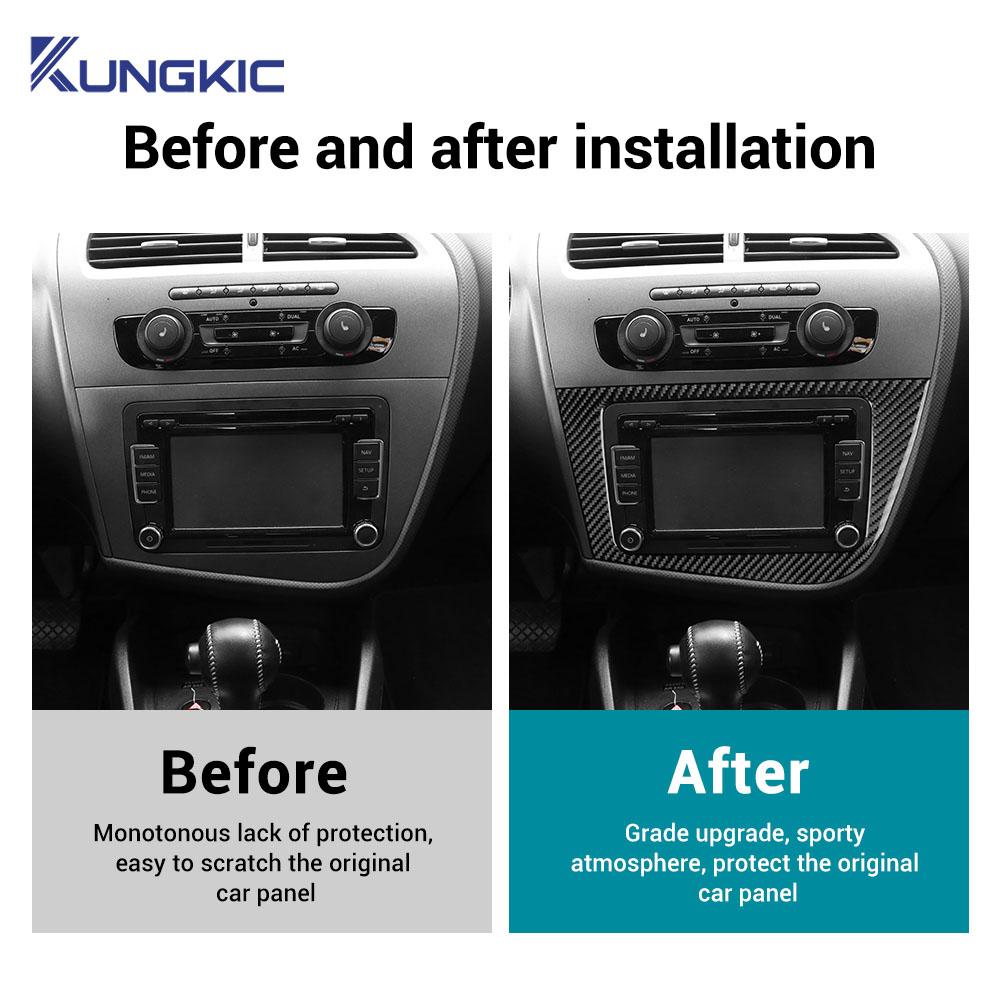 Pro Seat Leon 2005 2006 2007 2008 2009 2010 2011 2012 Skutečná měkká nálepka z uhlíkových vláken LHD RHD Panel CD vozu Interiérové doplňky