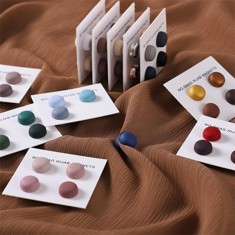 4Pcs/set Macaroon Color Matte Magnet Hijab Pins Magnetic Brooch Headscarf Shawl Strong Magnetic Button Clothing Accessories