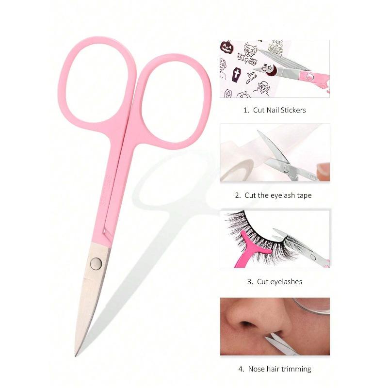 1pc Stainless Steel Eyebrow Trimming Scissors For Fake Eyelashes Trimming, Nose Hair, Beard, Facial Hair Removal Tool