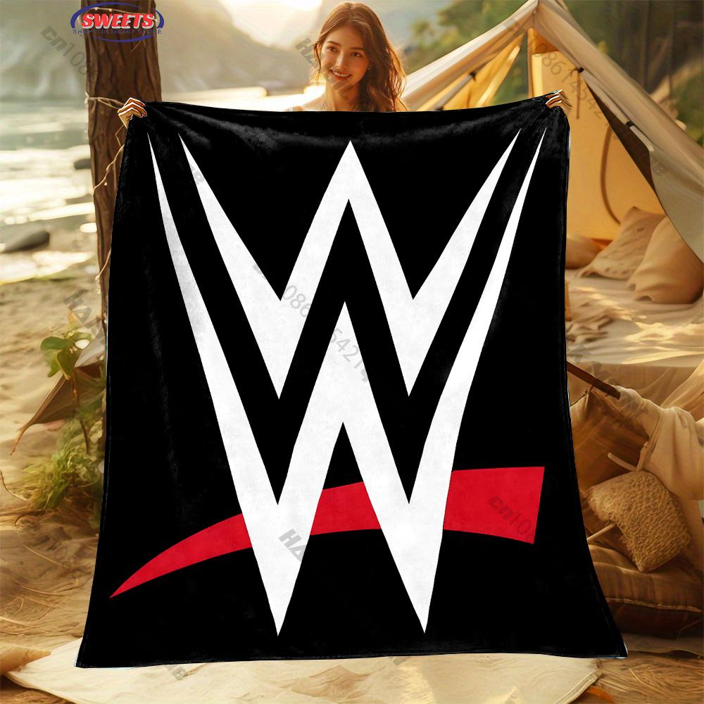 Multi-Size W-WWE Pattern Print Flannel Blanket for Son Husband Dad, Super Soft Fluffy Bedroom Sofa Office Blanket Great Gifts