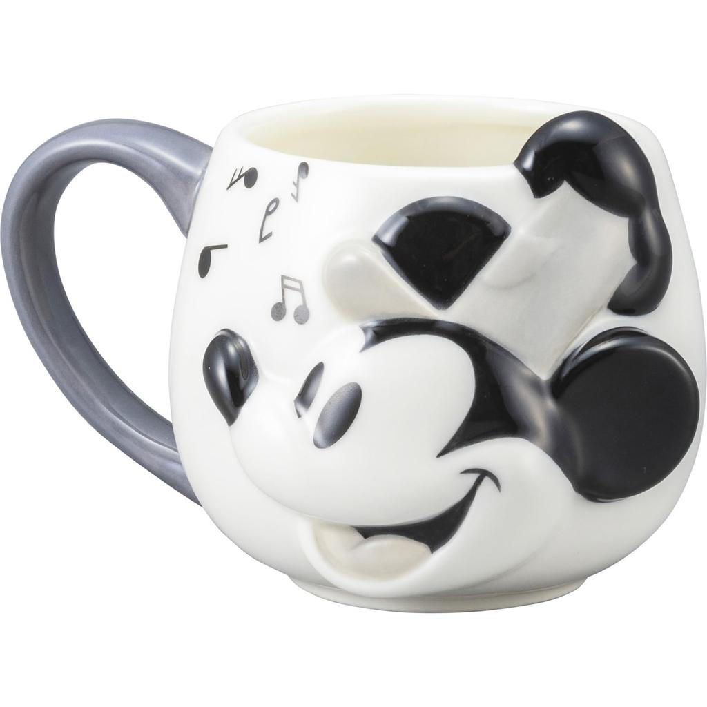 sun art Walt Disney Company 100th Anniversary D100 Mickey Mouse Face Mug, Steamboat Willie, Approx. 350ml, SAN4178