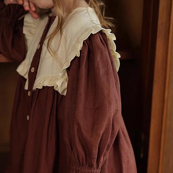 Girls' Spring/Summer 2025 Red Lace Single-Breasted Princess Dress