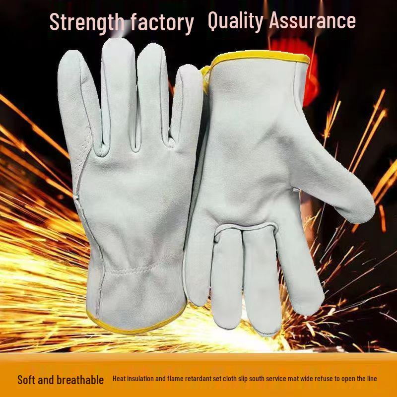 Breathable Sheepskin Work Gloves: Soft, Wear-Resistant, Non-Slip, Short Style for Mechanical and Construction Use