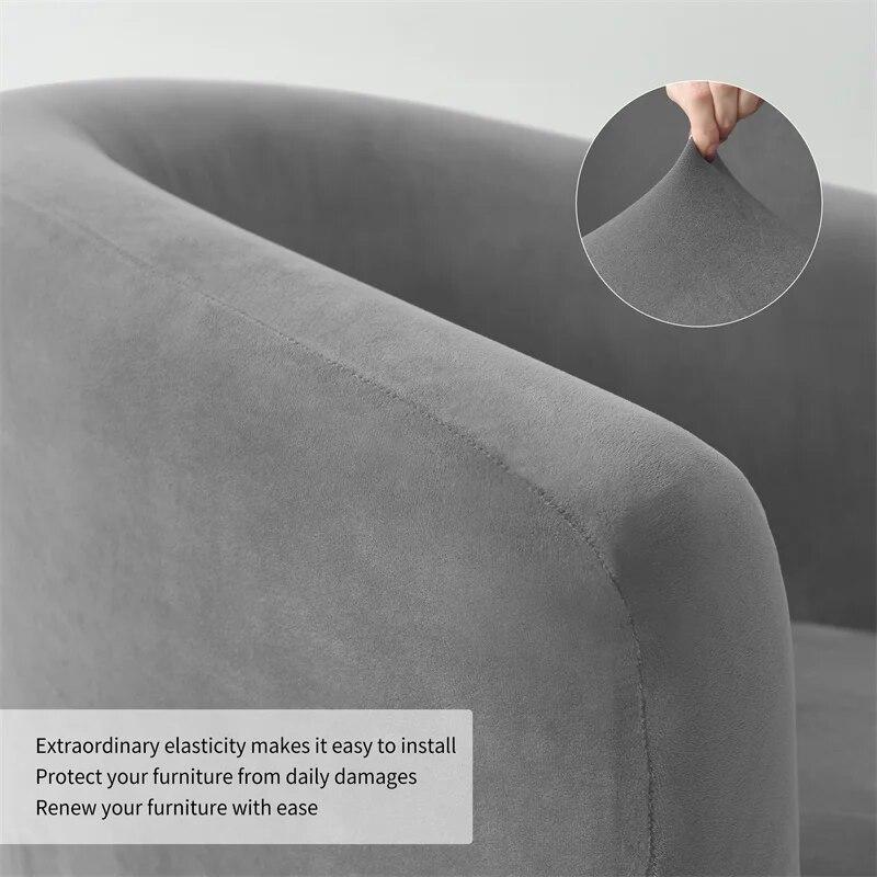 Chair Tub Elastic Velvet Cover Single Sofa Slipcover Living Room Washable Club Armchair Cover 1 Seater Furniture Protector Home