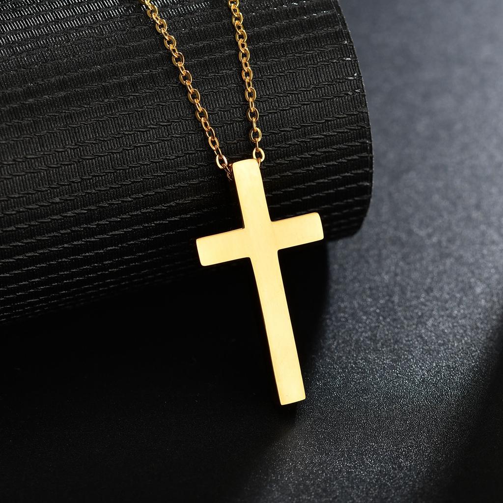 Atoztide Engrave Name Cross Pendant Necklace for Women Men Personalized Date Stainless Steel Jewelry Link Chain Birthday Gift