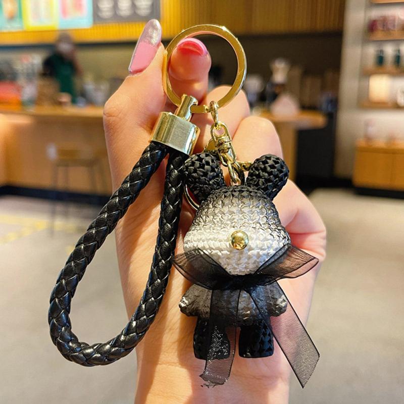 Süßer Kaninchen Schlüsselanhänger Cartoon Farbverlauf Harz Wolle Mode Puppe Paar Tasche Anhänger Schlüsselanhänger Geschenk Für