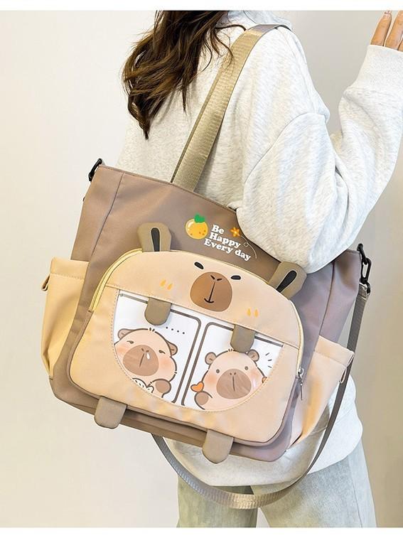 Cartoon Student Tote Bag With Large Capacity And Colorful Contrast For Daily Use