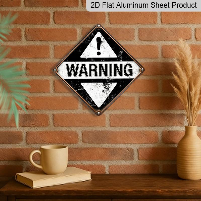 2D Flat, 1pc, Warning Sign Theme, Decorative Gift for Industrial Decor Lovers, Vintage Metal Sign, Suitable for Garage, Factory, Warehouse, Workshop