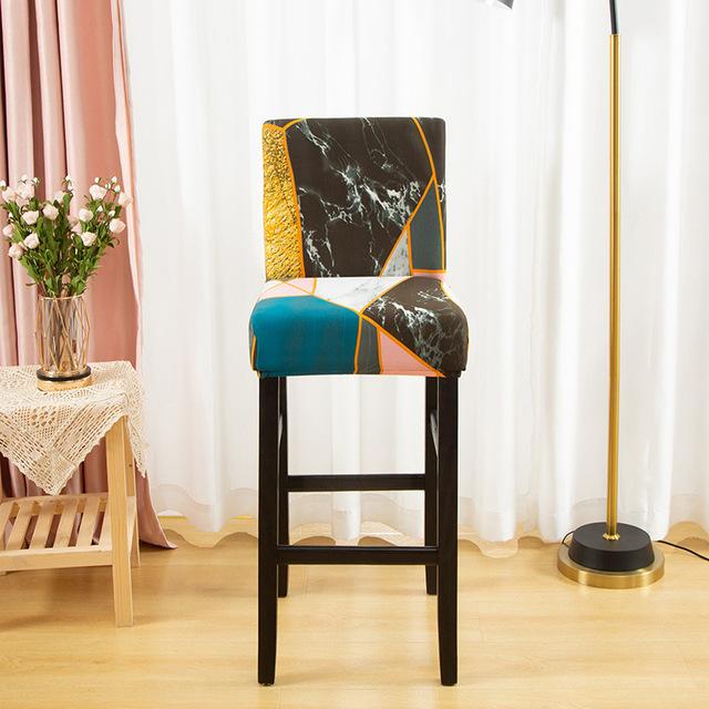 Elastic Short Chair Furniture Cover Spandex Fabric Printed Bar Stool Seat Covers Chair Protector Slipcovers For Cafe Dining Space Kitchen Washable