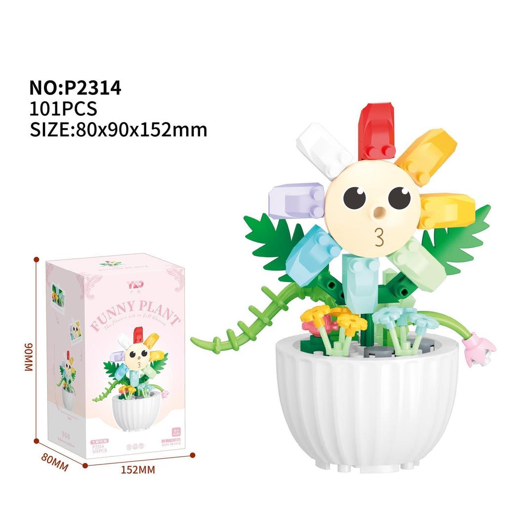 Kytice z květin Bonsai Stavebnice Umělý Plast Rostlinný Prachový Kryt Mikromodel Domácí Dekorace Hračka Pro dítě Dárek k narozeninám