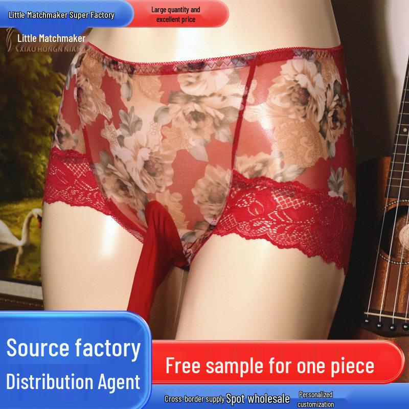 Little Matchmaker Men's Plus Size Mesh Triangle Briefs - Sexy Mid-Waist Ice Silk Ultra-Thin Underwear