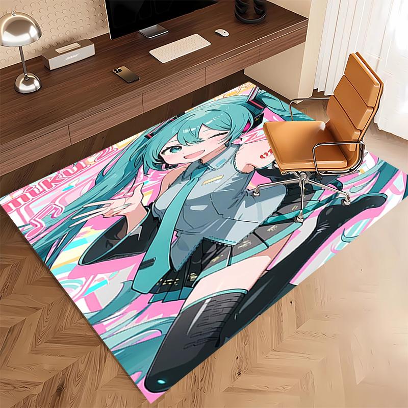1pc Hatsune Miku Print Area Rug - Soft, Washable Non-Slip Indoor Mat, Living Room, Home Office Decorative Rug,Office Decorative