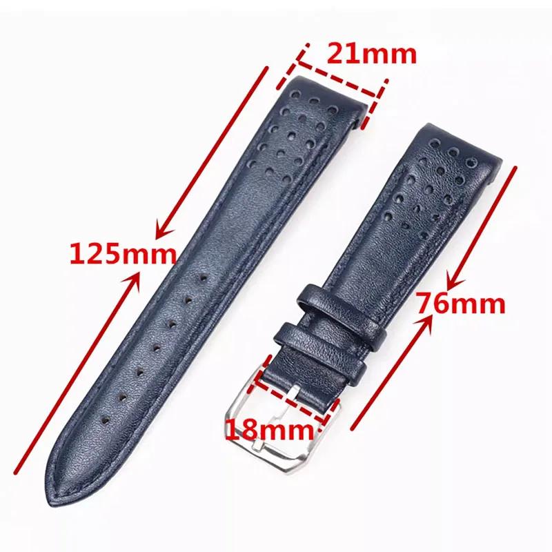 21mm Breathable Leather Watchband for Seiko Watch Strap Sportura Series Barcelona SNAE SNP SRG SUN SPC089 SSC Curved Bracelet