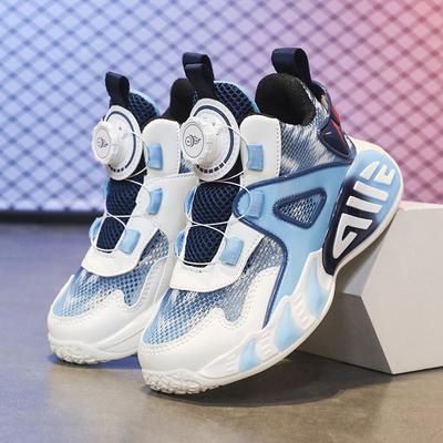 Boys' Shoes 2025 Spring New Breathable Single Net Children's Basketball Shoes Medium and Older Children's Shock-absorbing and Wear-resistant Sports S