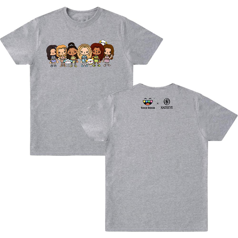 KATSEYE X Toca Boca T-Shirt KATSEYE New Merch Cotton High Quality T Shirts Cartoon Print Funny Clothing Unisex Comfortable Tees