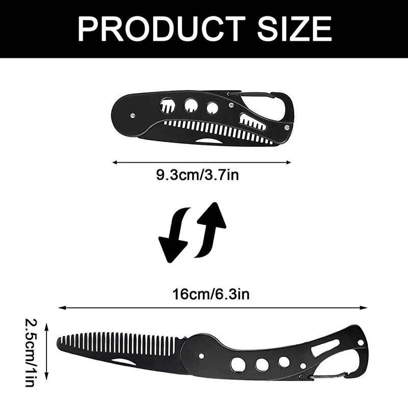Stainless Steel Folding Comb Men Beard Styling Combs Anti Static Portable Mustache Comb Multifunctional Hairdressing Tools