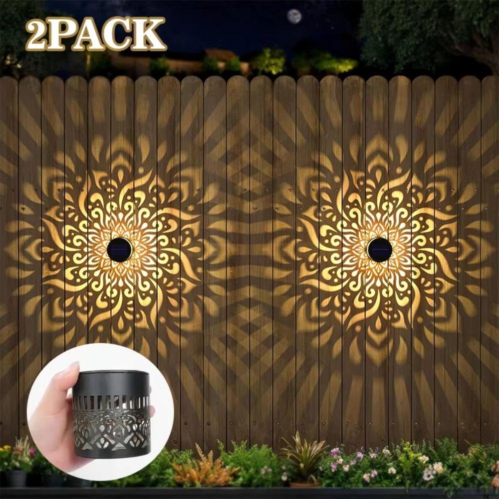 Hollow Solar Wall Lamp Iron Light Waterproof LED Solar Wall Light Vintage Modern Flower Design Outdoor Garden Light