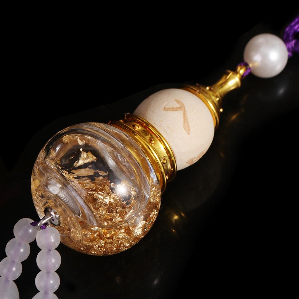 Gold Foil Bottom Double Spike Gourd Pendant Mini Gourd Perfume Bottle Landscape Garden Decor