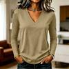 Top casual da donna a maniche lunghe, scollo a V, tinta unita, tessuto leggero, elastico, morbido, vestibilità comoda, per l'uso quotidiano