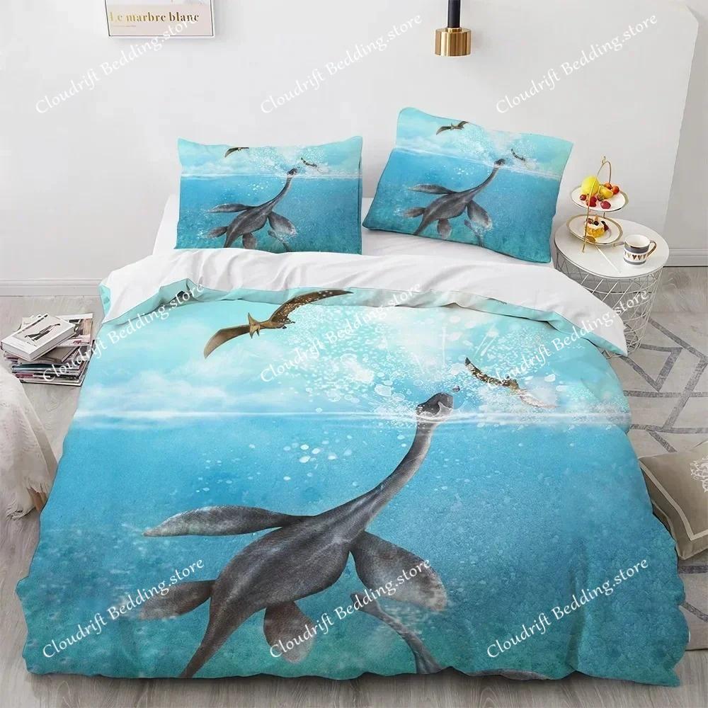 Dinosaur Duvet Cover Set for Kids Boys Girls Polyester King Queen Size Bedding Set Cartoon Wild Animals Comforter Quilt Cover