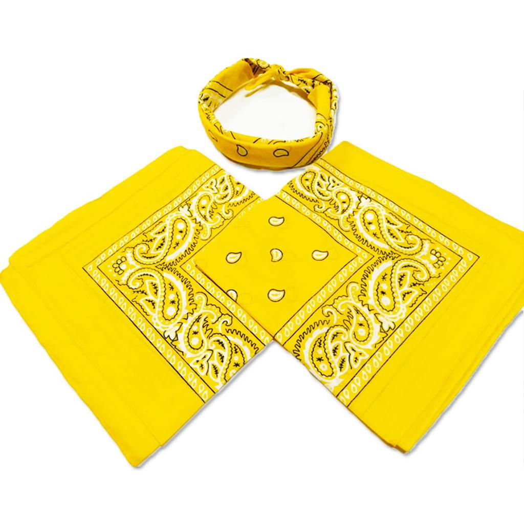 kakatrend bandana yellow paisley 100% cotton adult bandana handkerchief cotton bandana unisex durag large 55cm x 55cm