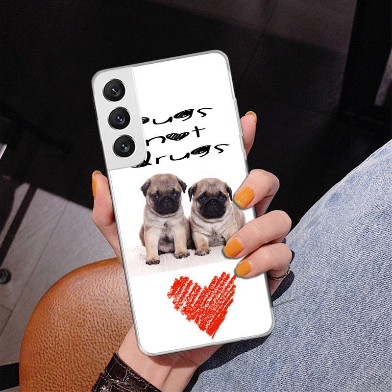Love Pugs Cute Dog Phnoe Case for Samsung Galaxy S26 S25 Edge S23 S24 Ultra S22 Plus S21 S20 FE Unique Cover Soft Coque Galaxy S