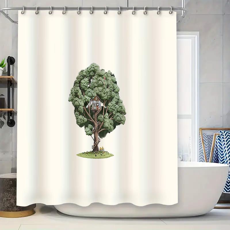 

Tree House Shower Curtain Forest Nature Woodland Bathroom Decor Rustic Home Decor Vintage Cottagecore Shower Curtain Set W60H190(CM)-1 Pcs