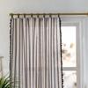American Curtains Finished Black And White Woven Stripes Black Tassel No Punching Living Room Kitchen Curtains