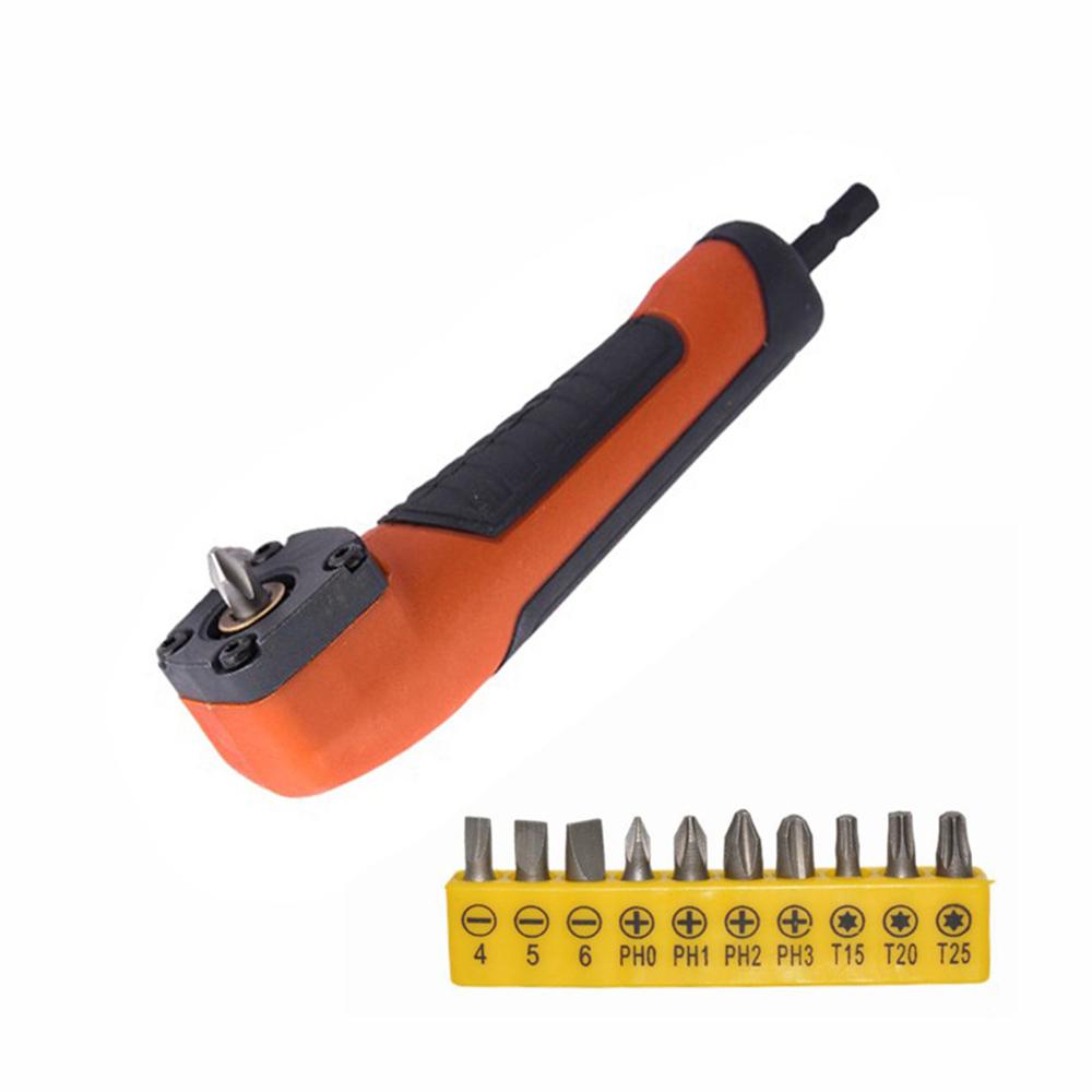 90 Degree Extension Driver Right Angle Attachment 1/4" Reversing Corner Changer Ratchet Screwdriver Adjustable Power Driver Tool