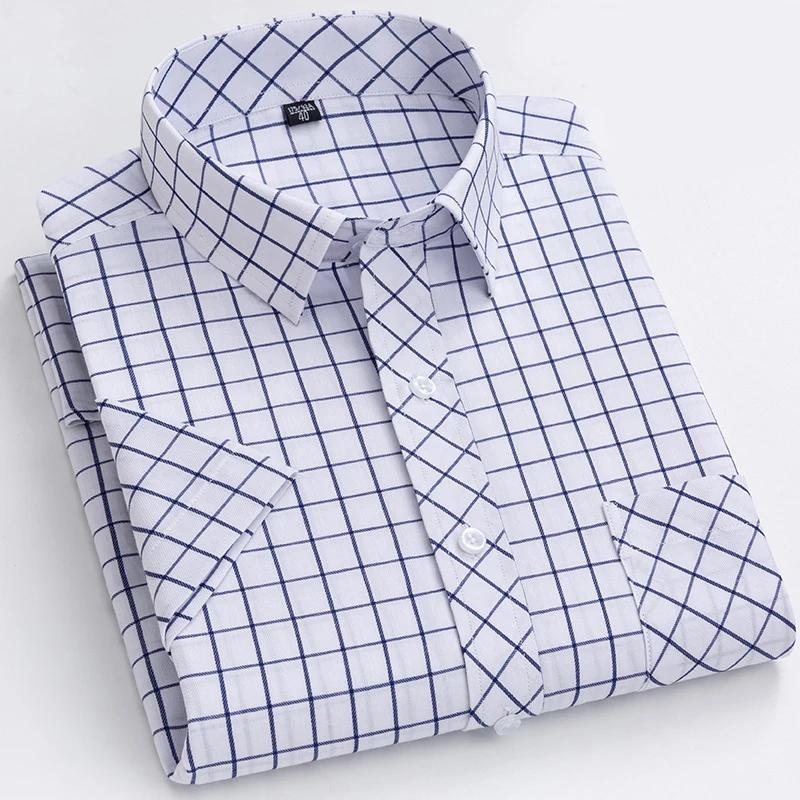 2026 Summer Thin Plaid  Men's Shirts Short Sleeve  Plus Size Cotton Soft Comfortable Young Casual Social Shirt Clothing