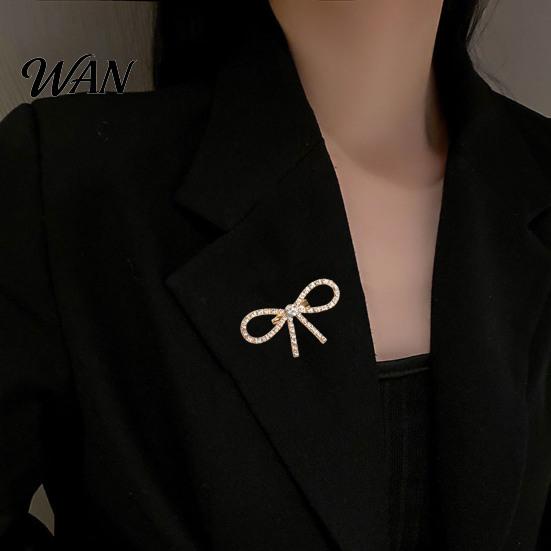 Oxidation-proof Pin Bowknot Design Brooch for Women, Faux Pearl Rhinestones Inlaid Lapel Jewelry Pin, Versatile Accessory Sweaters Collars Hats