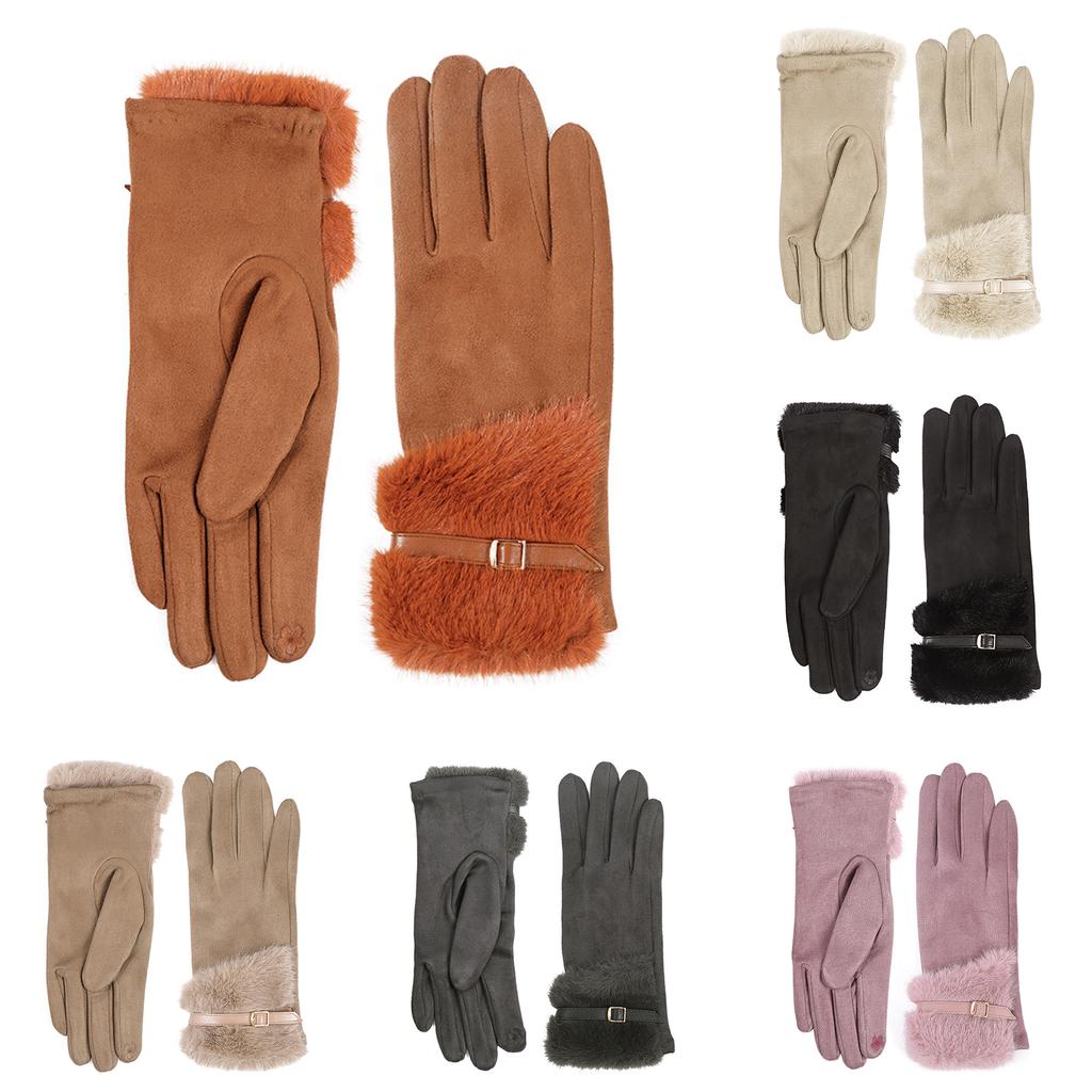 Deer Skin Lamb Wool Warm Gloves For Men And Women Cycling Skiing Gloves With Thick Velvet Gloves