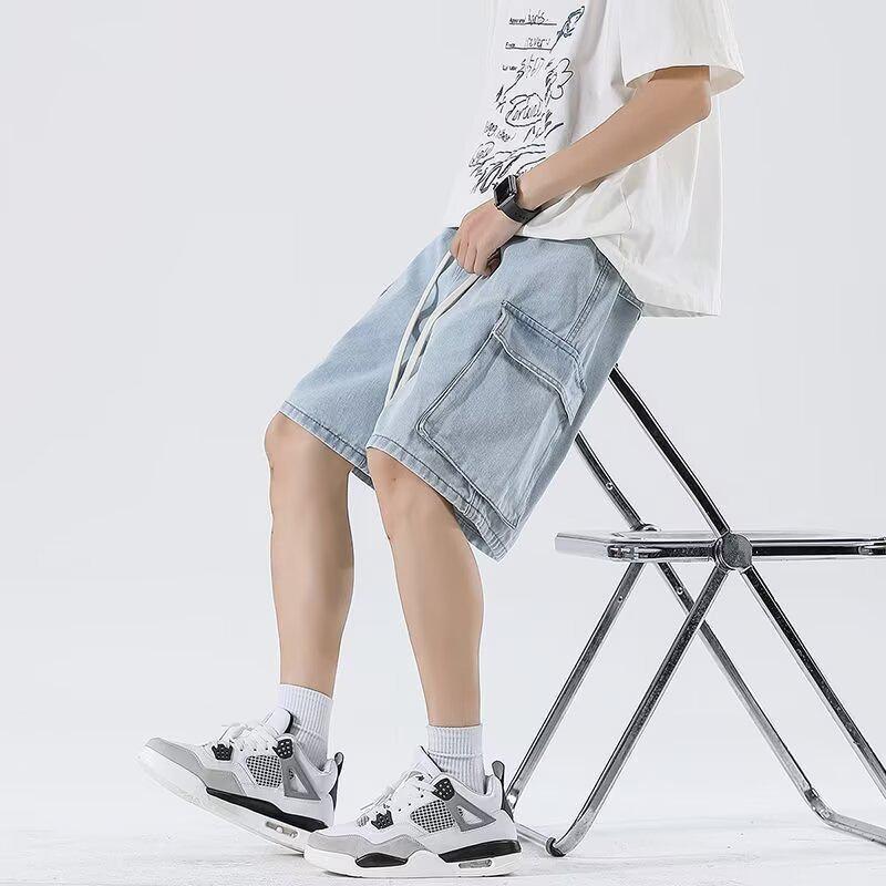Men's Casual American-Style Denim Cargo Shorts - Summer Lightweight, Loose, Straight-Leg Design