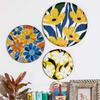 Metal Wall Plates | Home Decoration | Vivid Floral Art Design | Living Room Wall Decoration | Décor Items | Gift Items (Multicolour) (Set of 3)