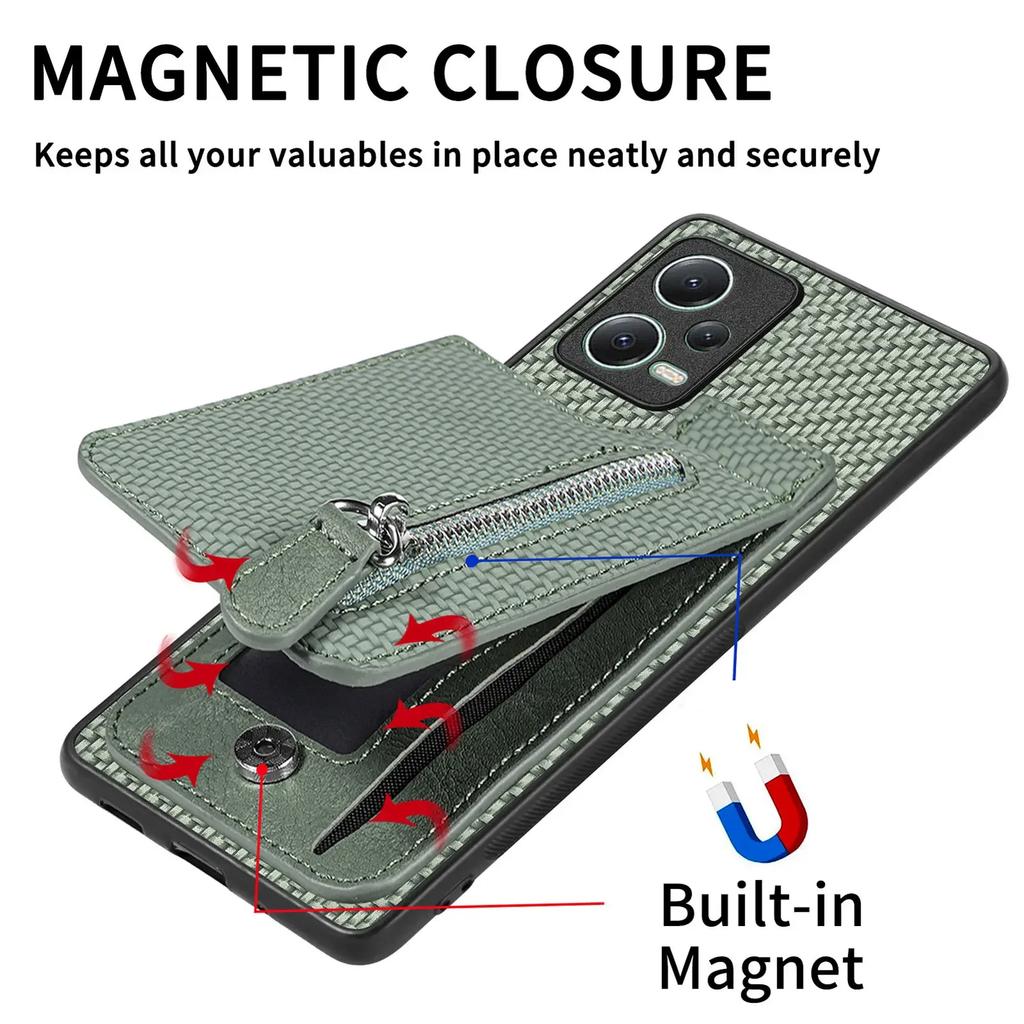 Zipper Wallet Vertical Cards Solt Case For XiaoMi Redmi Note 13 Pro Plus 12 10s 10 4G 13T POCO X3 NFC X6 X5 13C Bag Stand Cover