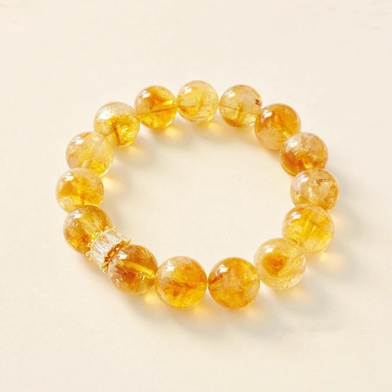 Natural Yellow Topaz Bracelet, Glittering Ice-flake Bracelet, Symbiotic Lucky Charm Bracelet