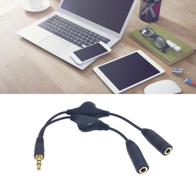3.5mm Male To Double Female Headphone Headset Y Splitter Cable with Volumes Control Switches Headset Splitter for PC