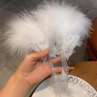 Super Fairy Feather Butterfly Tassel Edge Clip Female High-end Temperament Performance Photo Headgear Bridal Hairpin Hair Accessories