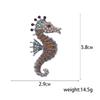 Rhinestone Sea Life Brooches for Women Unisex Glass Animal Pins Banquet Party Backpack Gifts Jewelry Accessories