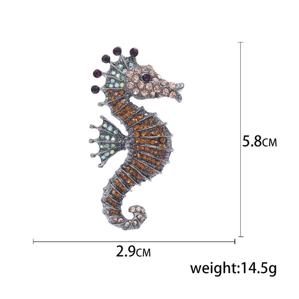 Rhinestone Sea Life Brooches for Women Unisex Glass Animal Pins Banquet Party Backpack Gifts Jewelry Accessories