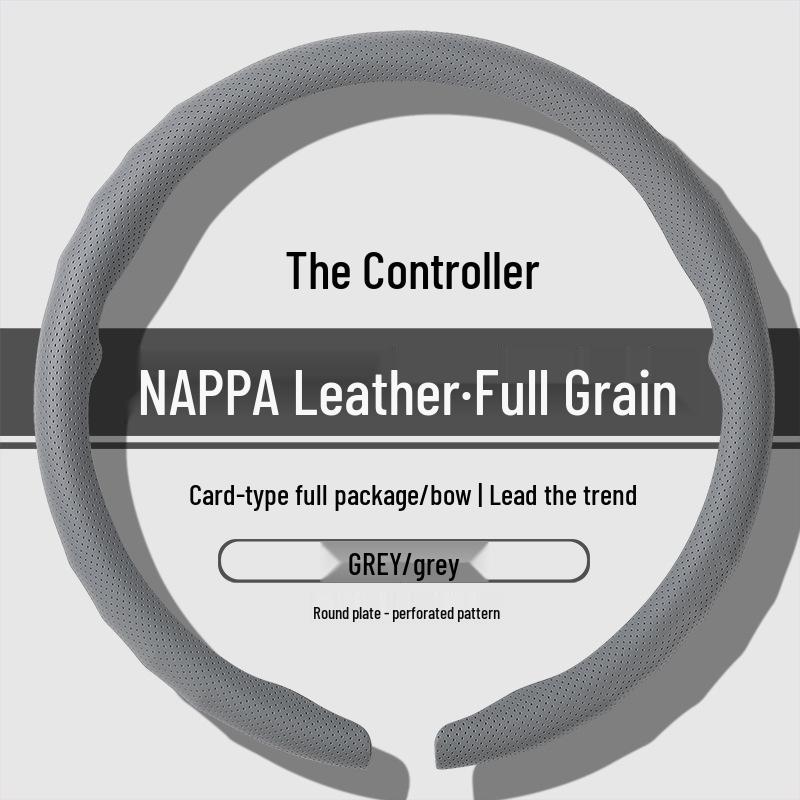 Premium Nappa Leather Steering Wheel Cover - Anti-Slip, Breathable, Ultra-Thin, All-Season