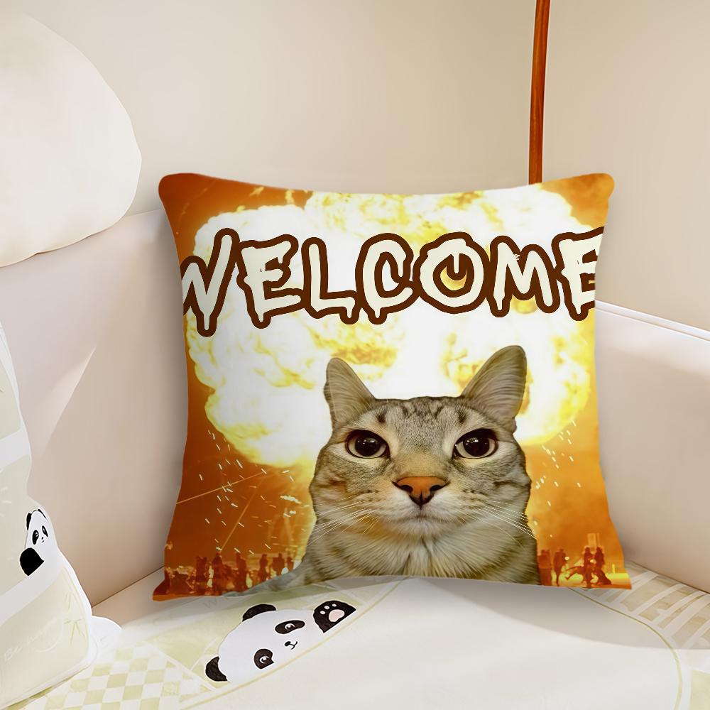 Funny Silly Cat Meme cushion cover Plush Fabric Soft Double Sided Print Sofa Cushion Cover Throw Pillow Covers