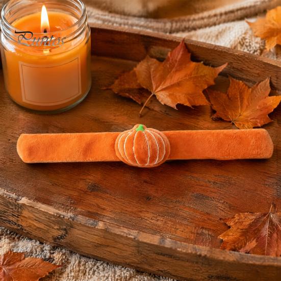 Stuffed Animal Wrist Toy 2 Pcs Halloween Slap Bracelets, Plush Pumpkin, Bat, Ghost, Black Cat Soft Portable Festive Armband Bands for Kids,