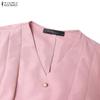 ZANZEA Women Casual V-Neck 3/4 Sleeve Loose Dress
